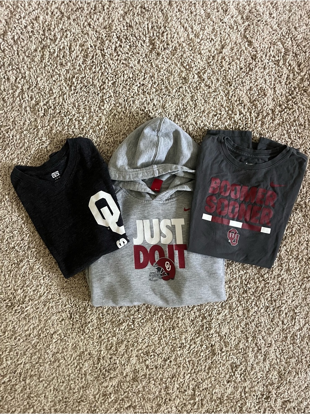 Lot of 3 Kids Oklahoma University Collegiate Shirt Hoodie Size Youth Large/XL